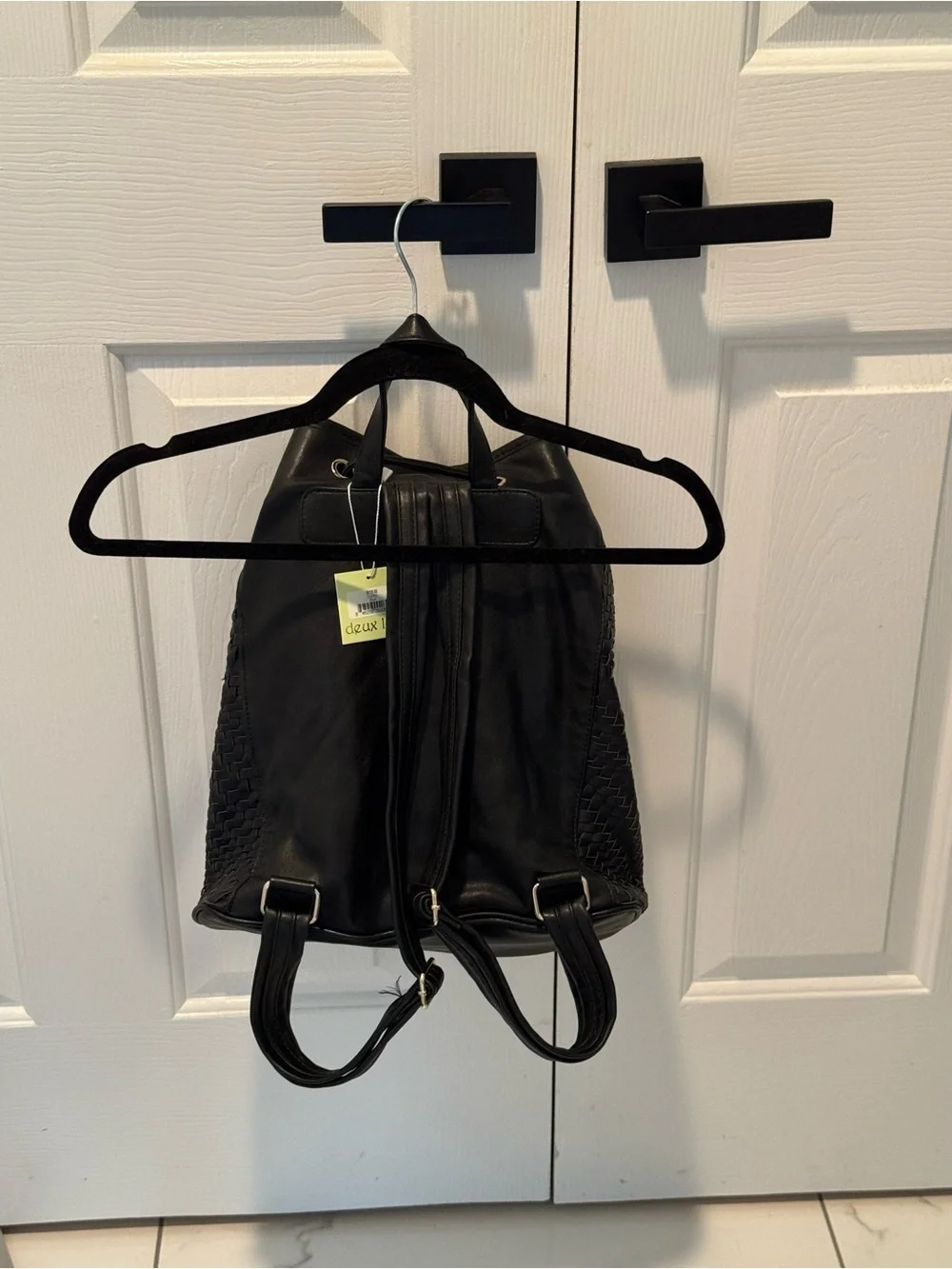 Deux lux Black Woven Drawstring Backpack